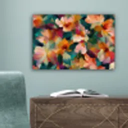 Harmonieus - Abstracte bloemen - Warme tinten canvas 2cm klein -sfeer4
