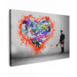 Hart - Graffiti - Man - Regenboog canvas 2cm klein -z3d