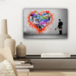 Hart - Graffiti - Man - Regenboog canvas 2cm klein -sfeer6