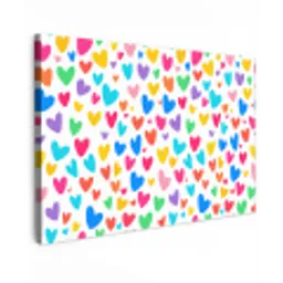 Hartjes - Kleurrijk - Patroon - Levendig canvas 2cm klein -z3d