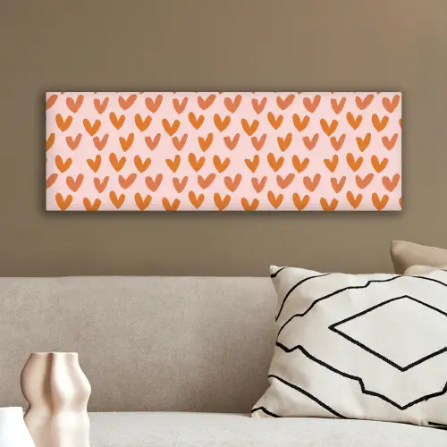 Hartjes - Getekend - Oranje canvas 2cm klein 828 -sfeer3