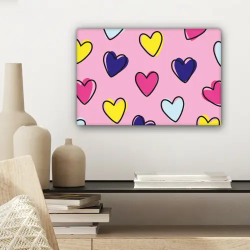 Hartjes - Valentijn - Patroon - Kleurrijk canvas 2cm klein -sfeer6