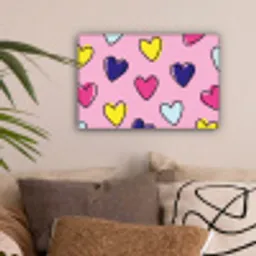 Hartjes - Valentijn - Patroon - Kleurrijk canvas 2cm klein -sfeer1