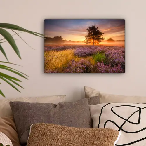 Heidelandschap met een boom canvas 2cm klein -sfeer1