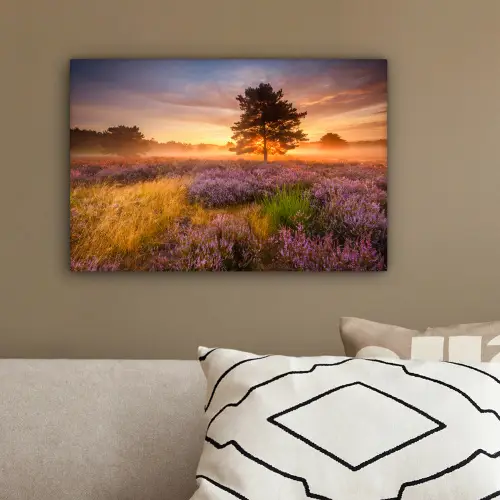 Heidelandschap met een boom canvas 2cm klein -sfeer3