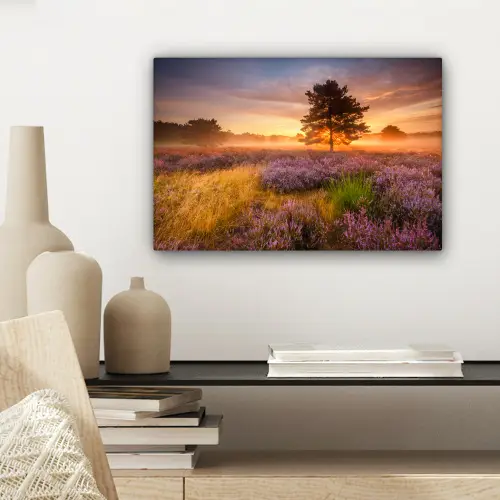 Heidelandschap met een boom canvas 2cm klein -sfeer6