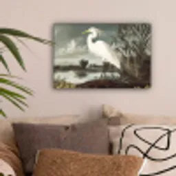 Reiger - Planten - Wolken - Wit canvas 2cm klein -sfeer1