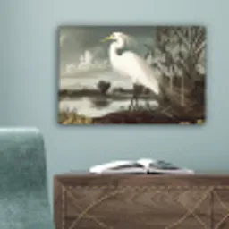 Reiger - Planten - Wolken - Wit canvas 2cm klein -sfeer4
