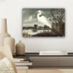 Reiger - Planten - Wolken - Wit canvas 2cm klein -sfeer6