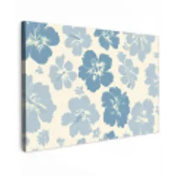 Hibiscusbloemen - Blauw - Patroon - Tropisch canvas 2cm klein -z3d