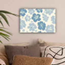 Hibiscusbloemen - Blauw - Patroon - Tropisch canvas 2cm klein -sfeer1