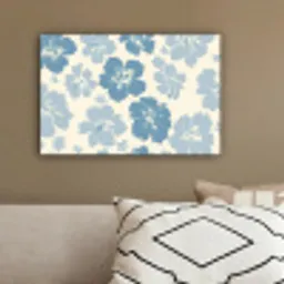 Hibiscusbloemen - Blauw - Patroon - Tropisch canvas 2cm klein -sfeer3