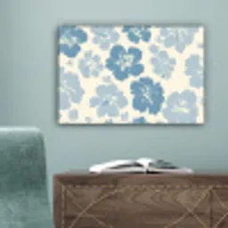 Hibiscusbloemen - Blauw - Patroon - Tropisch canvas 2cm klein -sfeer4