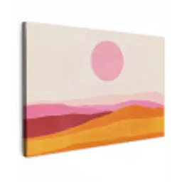 Heuvels - Oranje - Zon - Abstract canvas 2cm klein -z3d