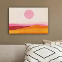Heuvels - Oranje - Zon - Abstract canvas 2cm klein -sfeer3