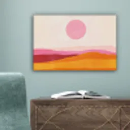 Heuvels - Oranje - Zon - Abstract canvas 2cm klein -sfeer4