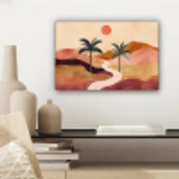 Heuvels - Palmbomen - Abstract canvas 2cm klein -sfeer6