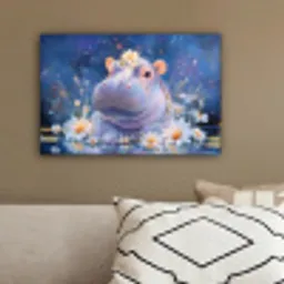 Nijlpaard - Madeliefjes - Sterrenhemel canvas 2cm klein -sfeer3