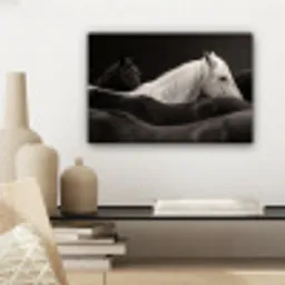 Paarden - Zwart - Wit - Kudde canvas 2cm klein -sfeer6