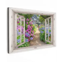 Hortensia - Doorkijk - Bloemen - Zomer - Paars - Pad canvas 2cm klein -z3d