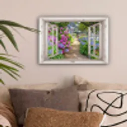 Hortensia - Doorkijk - Bloemen - Zomer - Paars - Pad canvas 2cm klein -sfeer1