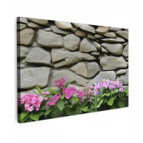 Hortensia’s - Stenen - Muur - Bloemen canvas 2cm klein -z3d