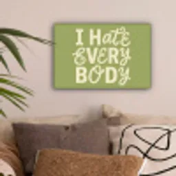 I hate everybody - Groen - Retro canvas 2cm klein -sfeer1