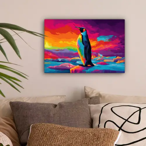 Ijsschots - Pinguïn - Abstract - Lucht canvas 2cm klein -sfeer1