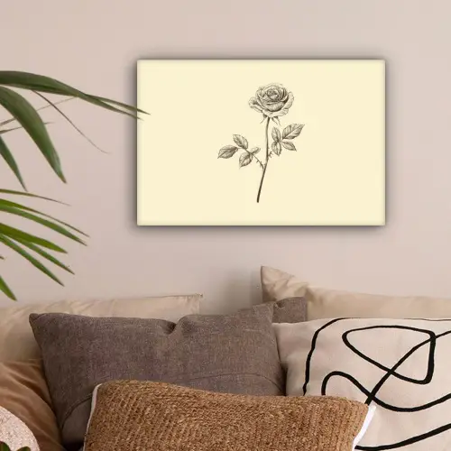 Illustratie - Zwart - Roos canvas 2cm klein -sfeer1