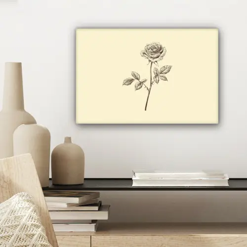 Illustratie - Zwart - Roos canvas 2cm klein -sfeer6