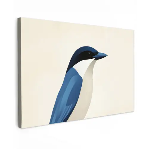 Illustratie - Blauw - Vogel canvas 2cm klein -z3d