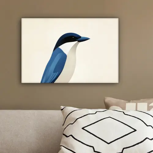Illustratie - Blauw - Vogel canvas 2cm klein -sfeer3