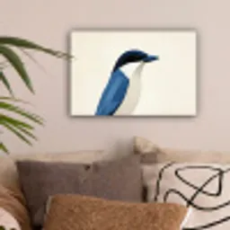 Illustratie - Blauw - Vogel canvas 2cm klein -sfeer1