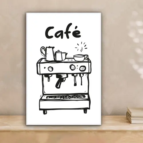 Illustratie - Café - Koffiemachine - Kopjes canvas 2cm klein -sfeer1