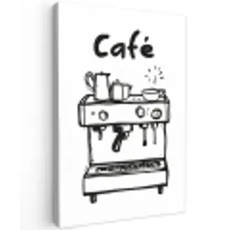 Illustratie - Café - Koffiemachine - Kopjes canvas 2cm klein -z3d