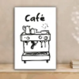 Illustratie - Café - Koffiemachine - Kopjes canvas 2cm klein -sfeer1