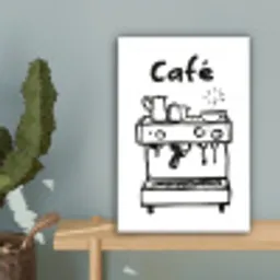 Illustratie - Café - Koffiemachine - Kopjes canvas 2cm klein -sfeer4