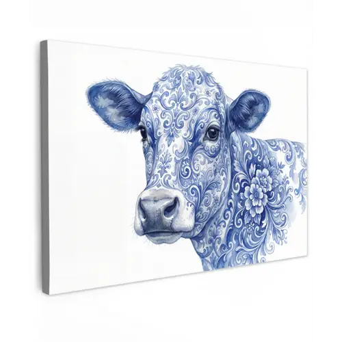 Illustratie - Koe - Blauw canvas 2cm klein -z3d
