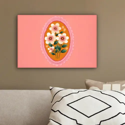 Illustratie - Bloemen - Rand - Roze canvas 2cm klein -sfeer3