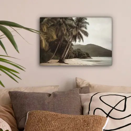 Eiland - Palmboom - Zee canvas 2cm klein -sfeer1