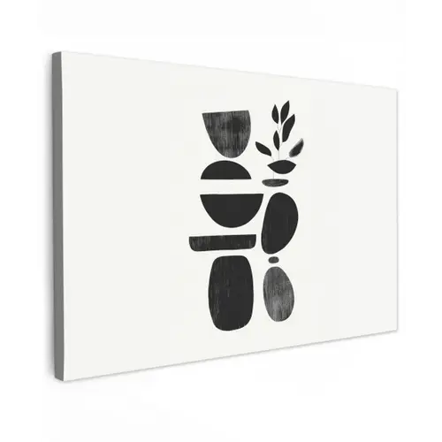 Japandi - Zwart - Abstract canvas 2cm klein -z3d