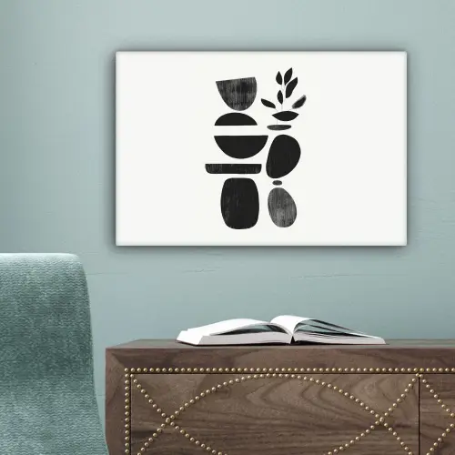Japandi - Zwart - Abstract canvas 2cm klein -sfeer4
