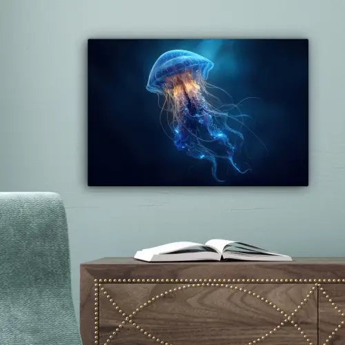 Kwal - Lichtgevend - Tentakels - Blauw canvas 2cm klein -sfeer4