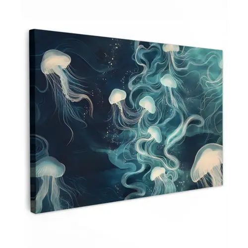Kwallen - Zee - Wit - Golven canvas 2cm klein -z3d