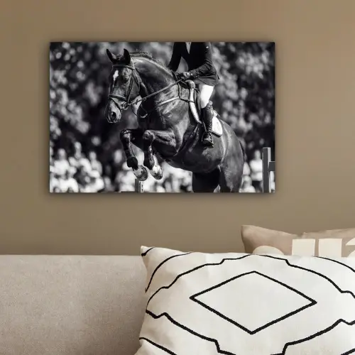 Springen - Paard - Zwart - Wit canvas 2cm klein -sfeer3