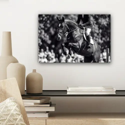 Springen - Paard - Zwart - Wit canvas 2cm klein -sfeer6