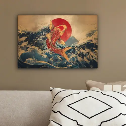 Koi - Zee - Golven - Zon canvas 2cm klein -sfeer3