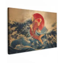 Koi - Zee - Golven - Zon canvas 2cm klein -z3d