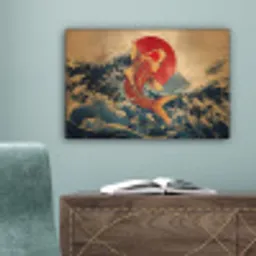Koi - Zee - Golven - Zon canvas 2cm klein -sfeer4