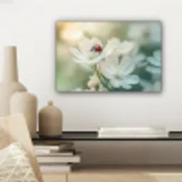 Lieveheersbeestje - Bloemen - Wit canvas 2cm klein -sfeer6